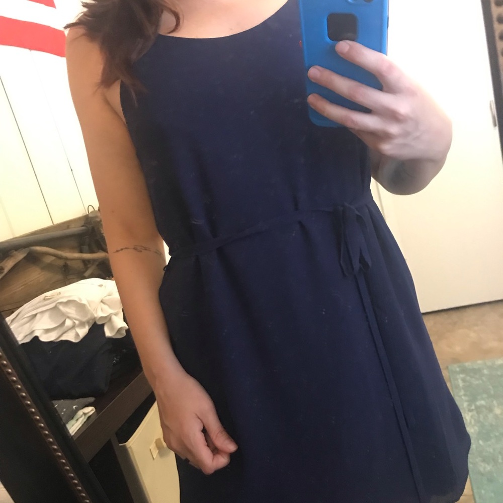 Chiffon Navy Blue Dress